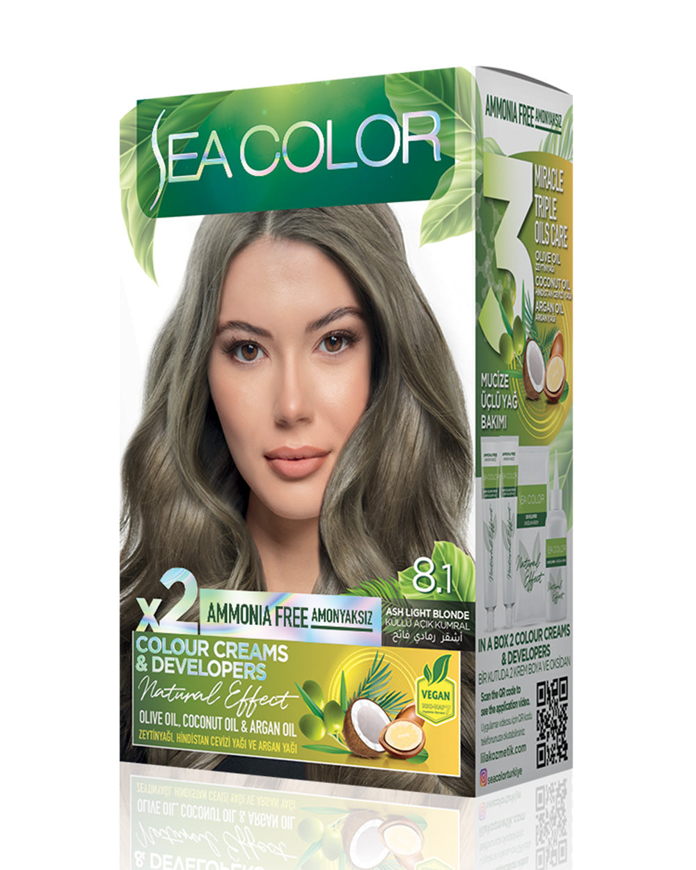 SEA COLOR AMMONIA FREE 8.1 ASH LIGHT BLONDE